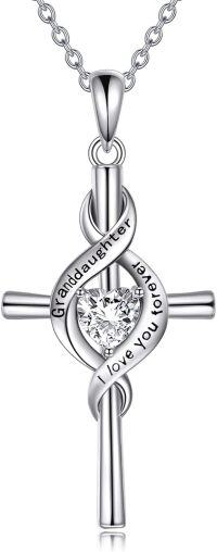 wholesale 925 Sterling Silver Heart Pendant with Infinity Symbol and Granddaughter Engraving - Mother's Day Gift-Granddaughter Necklace