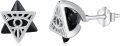 wholesale 925 Sterling Silver Black Onyx Triangle Eye of Providence Stud Earrings-0-0