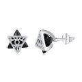 wholesale 925 Sterling Silver Black Onyx Triangle Eye of Providence Stud Earrings-0-0