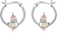 wholesale 925 Sterling Silver Duck Hoop Earrings with Yellow Stone - Cute Bird  for Girls and Women-Hoop