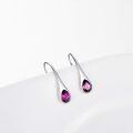 wholesale 925 Sterling Silver Teardrop Purple Crystal Drop Earrings White Gold Plated For Women-0-2