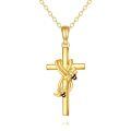 wholesale 14K Gold Bee Knot Cross Pendant Necklace for Women Gifts for Mom Grandmother Sis-0-0