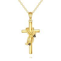 wholesale 14K Gold Bee Knot Cross Pendant Necklace for Women Gifts for Mom Grandmother Sis-Bee