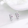 wholesale 925 Sterling Silver Flamingo Pink Crystal Studs Ear Cuff s for Women Girls-0-1