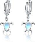 wholesale 925 Sterling Silver Moonstone Turtle Huggie Hoop Earrings Oceanic Sea Life Jewellery Gift for Her-0-0