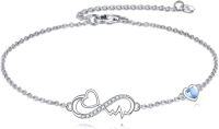 wholesale 925 Sterling Silver Heartbeat Infinity Love Charm Blue Crystal Bracelet for Women-Infinity Heart Bracelet