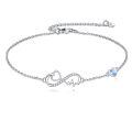 wholesale 925 Sterling Silver Heartbeat Infinity Love Charm Blue Crystal Bracelet for Women-0-0