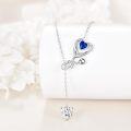 wholesale 925 Sterling Silver Heartbeat Crystal Blue Sapphire Pendant Necklace for Women-0-2