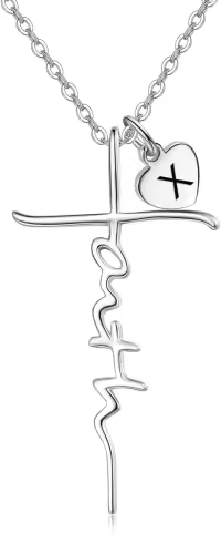 wholesale Sterling Silver Birthstone Faith Cross Pendant Necklace for Women-X-X