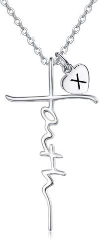 wholesale 925 Sterling Silver Heart Cross Ekg Necklace-X-X