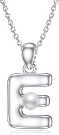 wholesale Sterling Silver Pearl Dainty Initial Necklace for Women-E