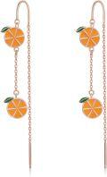 wholesale 925 Sterling Silver Long Chain Orange Slice Drop Earrings for Women Girls  4cm Length-0-0