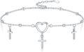 wholesale 925 Sterling Silver Heart and Cross Charm Ankle Anklet for Women-0-0