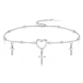 wholesale 925 Sterling Silver Heart and Cross Charm Ankle Anklets Wholesale for Women-0-0