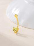 wholesale 925 Sterling Silver Plated 14K Gold  Heart Belly Button Ring 16mm Body Piercing Jewelry for Women-0-5