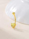 wholesale 925 Sterling Silver Plated 14K Gold  Heart Belly Button Ring 16mm Body Piercing Jewelry for Women-0-5
