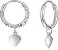 wholesale 925 Sterling Silver Hypoallergenic Twisted Hoops with Heart Charm - Daily Wear Jewelry for Women-0-0