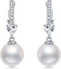 wholesale 925 Sterling Silver Freshwater Pearl Drop Earring with Leaves and Cubic Zirconia Gift for Her-0-0