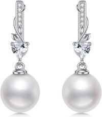 wholesale 925 Sterling Silver Freshwater Pearl Drop Earring with Leaves and Cubic Zirconia Gift for Her-Leaf Stud