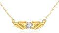 wholesale Gold Solid 14K Diamond Angel Wings Pendant Necklace - Guardian Angel Wing Jewelry-0-0