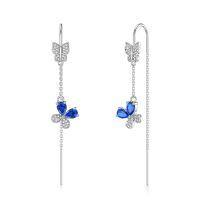 wholesale 925 Sterling Silver Butterfly Earrings Wholesale With Pink Stones-9-Sep-Sapphire Blue