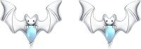 wholesale 925 Sterling Silver Hypoallergenic Blue Opal Bat Stud Earrings for Women Girls - Halloween Gothic Animal s-C-Moonstone Bat Earrings