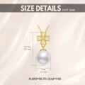 wholesale 14K Gold Flower Diamond & White Freshwater Pearl Pendant Necklace for Women-0-4