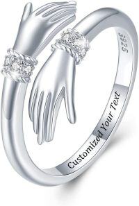wholesale Sterling Silver Adjustable Give Me a Hug Inspirational Ring Gift for Mom Daughter Friends-Personalized Hug Ring