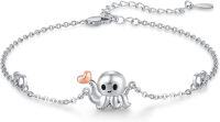 wholesale 925 Sterling Silver Octopus Heart Charm Bracelet for Women Girls Gifts Jewelry 8 Adjustable Chain Length-05-Octopus