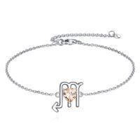 wholesale 925 Sterling Silver Scorpio Zodiac Bracelet Wholesale With Heart Shaped Crystal Pendant-Scorpio