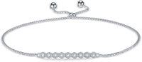 wholesale 925 Sterling Silver Hexagon Cubic Zirconia Adjustable Bracelet 0-10 CTW-Style-1
