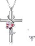 wholesale Sterling Silver Urn Cross Necklace for Ashes Cremation Jewelry with Funnel Kit-0-6