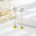 wholesale 925 Sterling Silver Blue Crystal Heart Drop Earrings with Trinity Knot Topper-0-5