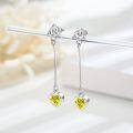 wholesale 925 Sterling Silver Blue Crystal Heart Drop Earrings with Trinity Knot Topper-0-5