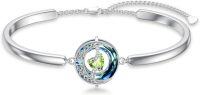 wholesale 925 Sterling Silver Blue Crystal Moon Star Bracelet Birthstone Jewelry Gift for Her-08-Peridot-Aug.