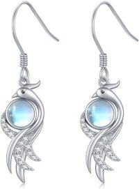 wholesale 925 Sterling Silver Blue Fire Opal & Moonstone Phoenix Drop Earrings for Women - Hypoallergenic Dangle Earings Gifts-Moonstone Earrings