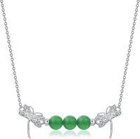 wholesale Sterling Silver Crystal Dragonfly Necklace Reiki Healing Stone Choker Pendant for Women-02-Green Aventurine