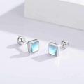 wholesale 925 Sterling Silver Square Rainbow Moonstone Stud Earrings for Women-0-1