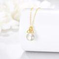 wholesale 14K Gold Pearl Triquetra Pendant Necklace for Women-0-3