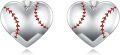 wholesale 925 Sterling Silver Heart-Shaped Baseball Stitching Stud Earrings for Sport Lovers Gift-0-0
