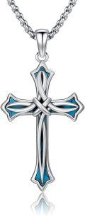 wholesale 925 Sterling Silver & Turquoise Stone Celtic Knot Cross Pendant Necklaces for Men/Women-0-0