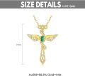 wholesale 14K Gold Created Emerald Angel Wings Cross Pendant Necklace for Women - Mothers Day Gifts-0-2