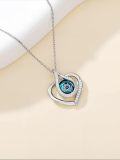 wholesale TOUPOP Evil Eye Necklace For Women Sterling Silver Heart Pendant Jewelry Blue Eye Protection Necklace For Girlfriend Mom Birthday Gift -0-4
