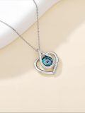 TOUPOP Sterling Silver Blue Evil Eye Heart Pendant Necklace-0-4