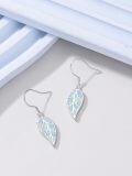 wholesale 925 Sterling Silver Leaf Opal Drop Earrings - Mother's Day Gifts for Women-0-3