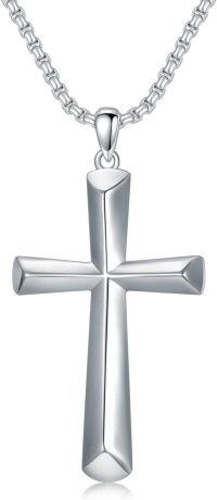wholesale 925 Sterling Silver Cross Pendant  - Mens Womens Religious -Edge Cross Necklace