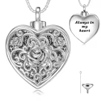 TOUPOP Sterling Silver Tree Of Life Urn Necklace Holds Ashes With Filler Kit-style_name:5-Rose