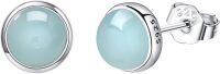 wholesale 925 Sterling Silver Larimar Stud Earrings Natural Heart Halo Gemstone -Aquamarine