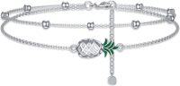 wholesale 925 Sterling Silver Pineapple Charm Link Bracelet Adjustable Nature Style Anklet for Women Anniversary Jewelry Birthday Gifts-Bracelet 7"+2"