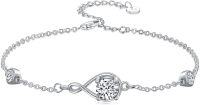 wholesale 925 Sterling Silver Infinity Birthstone Link Bracelet for Women Adjustable 7 +2 Chain Gift-09-Sep-Sapphire
